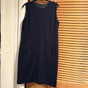 Brooks Brothers Navy Sleeveless Sheath Dress Workwear Career Boss size 14